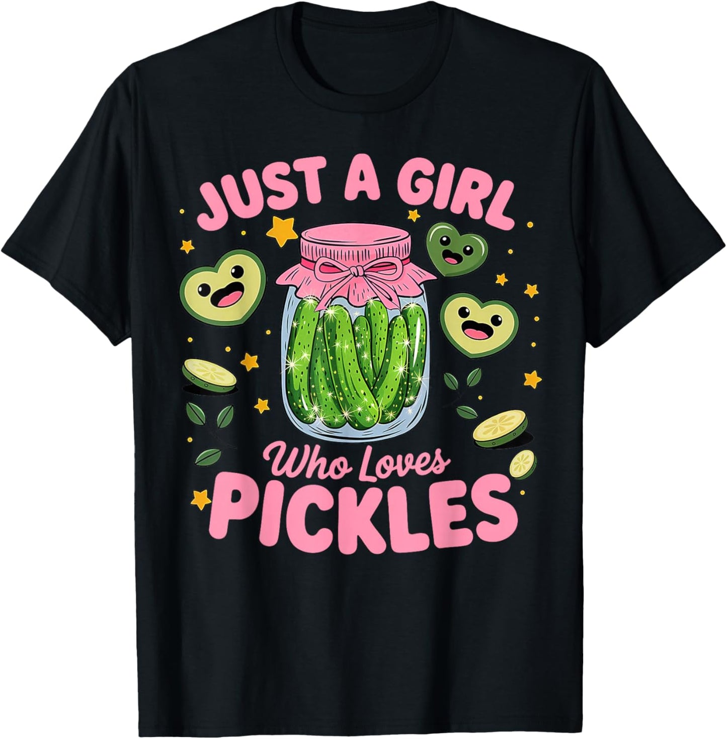 Pickle Just a Girl Who Loves Pickles Funny Food Lover T-Shirt - T-Shirt | Black