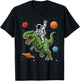 Astronaut Riding T-Rex Dinosaur in Space Funny Boys Kids Men T-Shirt - T-Shirt | Black