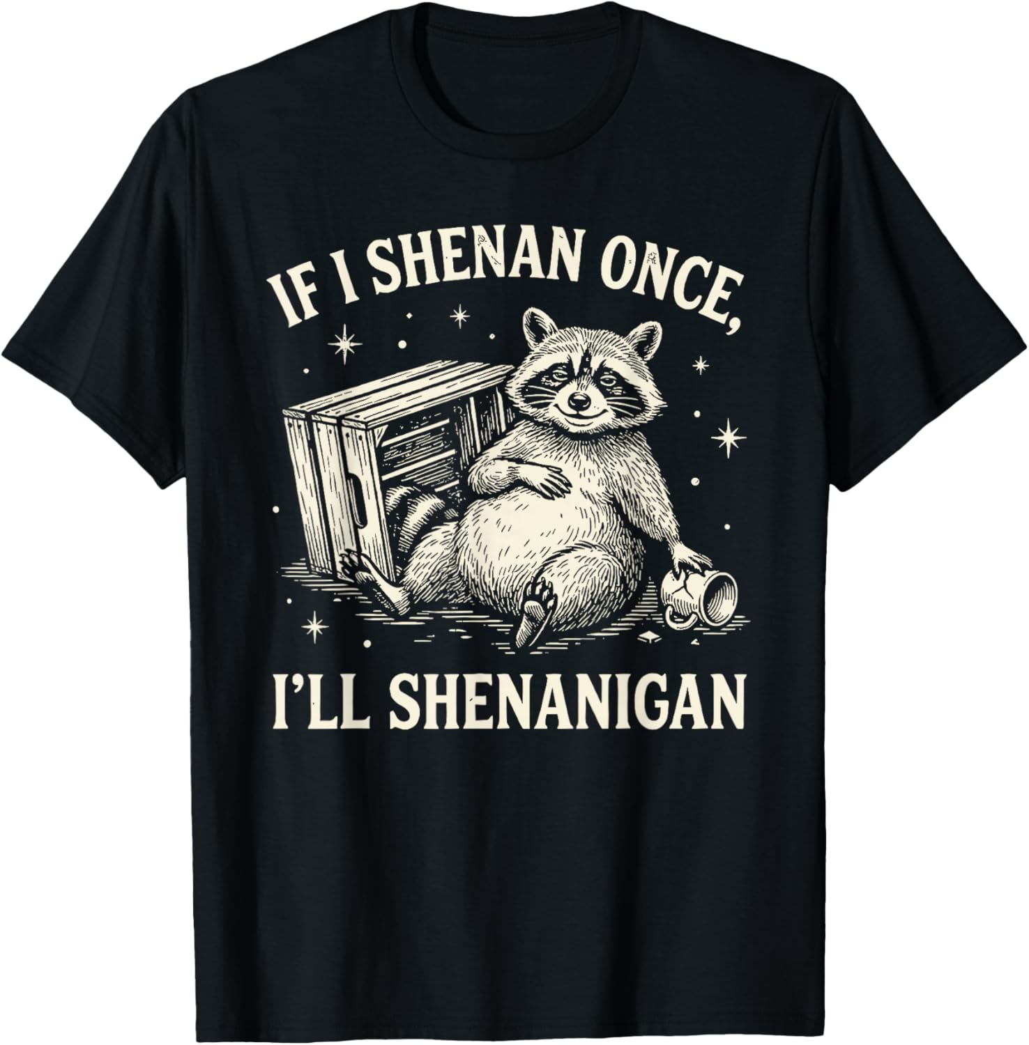 If I Shenan Once I'll Shenanigan Funny Raccoon T-Shirt - T-Shirt | Black