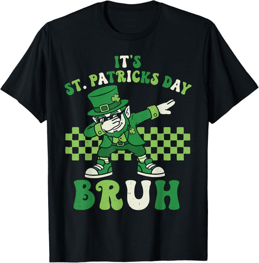 Kids Saint Patricks Leprechaun It's St Patricks Day Bruh T-Shirt - T-Shirt | Black