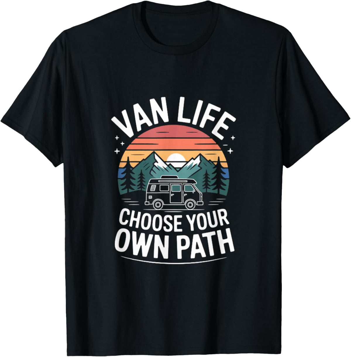 Van Life Choose Your Own Path Camper Adventure T-Shirt - T-Shirt | Black