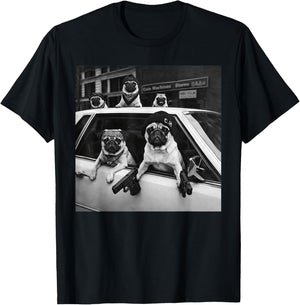 Funny Pug Meme Pug Gangster Dog Street Style T-Shirt - T-Shirt | Black