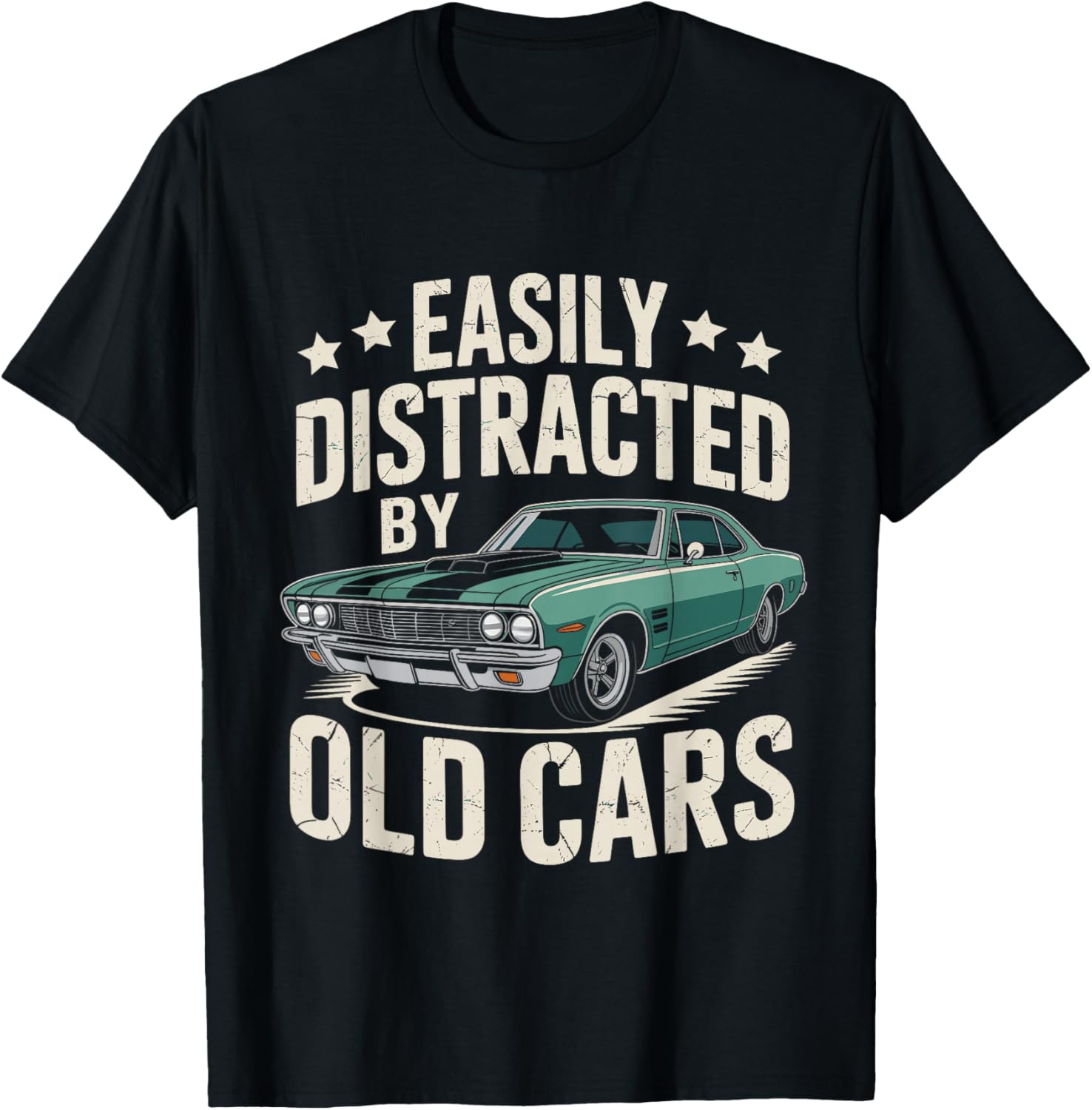 Easily Distracted by Old Cars Vintage Classic Car T-Shirt - T-Shirt | Black