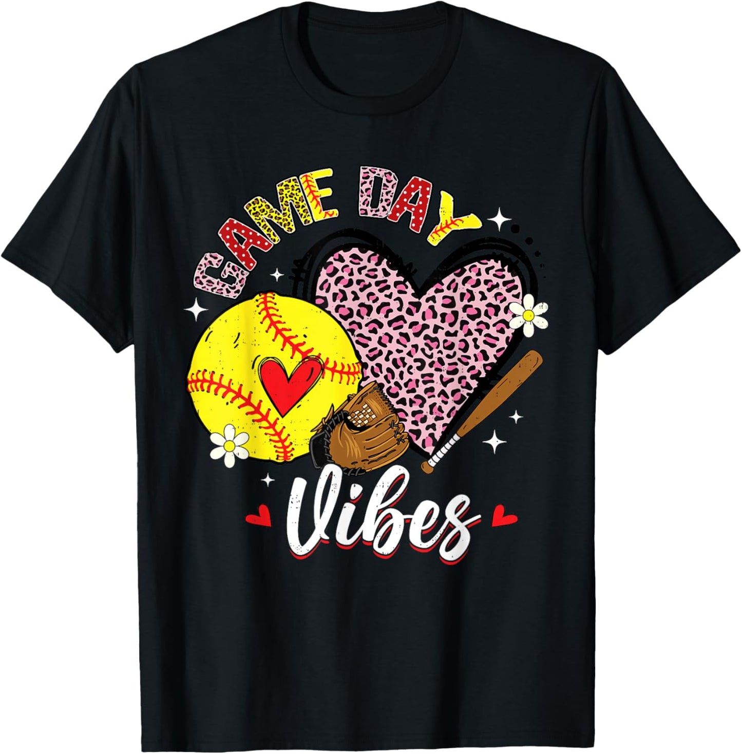 Softball Game Day Vibes Mom Mama Mother's Day Women Girls T-Shirt - T-Shirt | Black