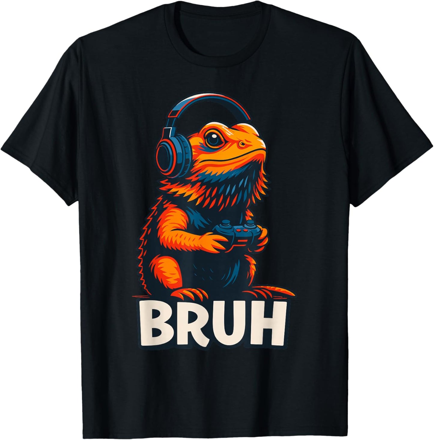 Gamer Bearded Dragon Gaming Bruh T-Shirt - T-Shirt | Black