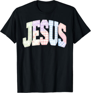 Amen Jesus Patchwork Christian Quote Faith Bible Verse Retro T-Shirt - T-Shirt | Black