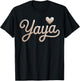 Embroidered Style Yaya Gift Grandma Heart T-Shirt - T-Shirt | Black