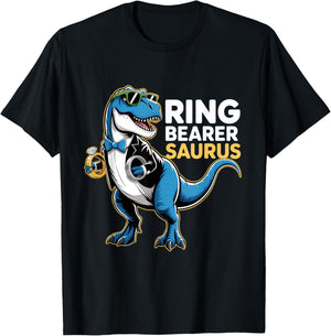 Ring Bearer T-Rex Dino Funny Wedding Party Ring Dinosaur T-Shirt - T-Shirt | Black