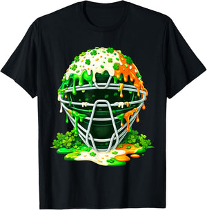 St Patricks Day Baseball Catcher Mask Drip Ice Cream Clover T-Shirt - T-Shirt | Black