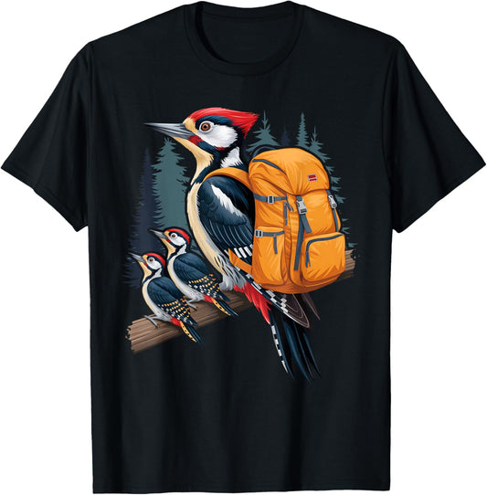 Pileated Woodpecker Hiking Trails T-Shirt - T-Shirt | Black
