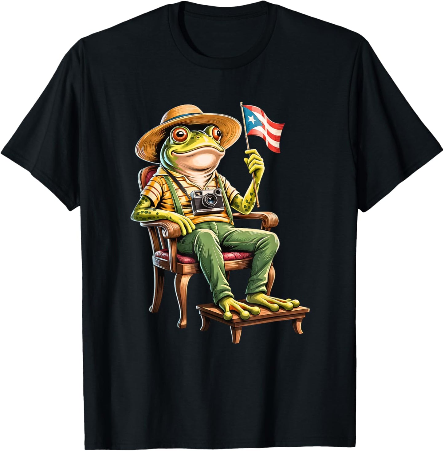 Funny Coqui Frog Puerto Rico Flag Taino Boricua Hispanic T-Shirt - T-Shirt | Black