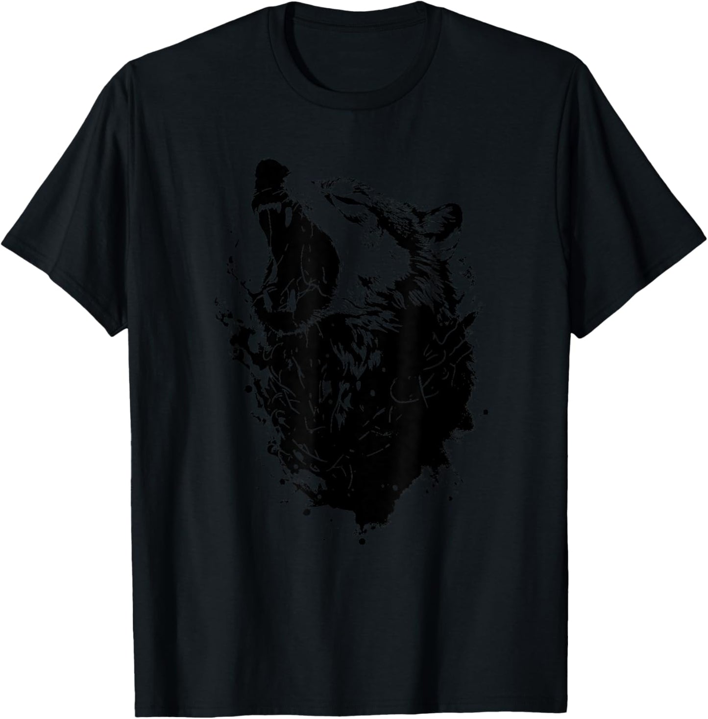 Roaring Wolf Amazing Animal Graphic Wolf T-Shirt - T-Shirt | Black