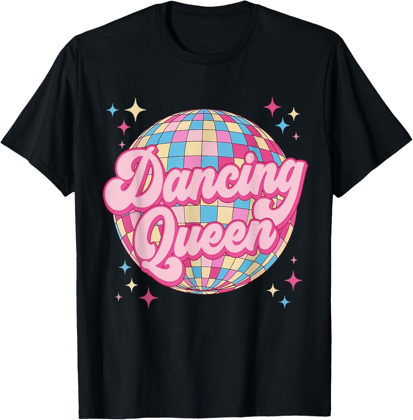 Dancing Queen Retro Disco Ball 70s 80s Women Girl T-Shirt - T-Shirt | Black