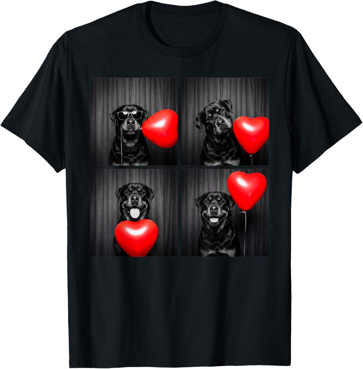 Rottweiler Photobooth Rottie Dog Valentines Design T-Shirt - T-Shirt | Black