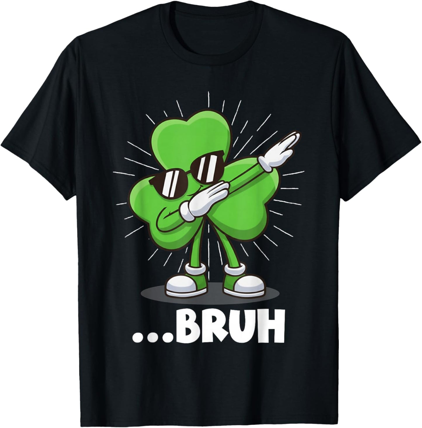 Dabbing Shamrock Bruh Funny St. Patrick’s Day T-Shirt - T-Shirt | Black