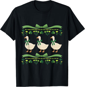 para Saint Patricks Goose St Patrick's Day Lucky St Coquette T-Shirt - T-Shirt | Black