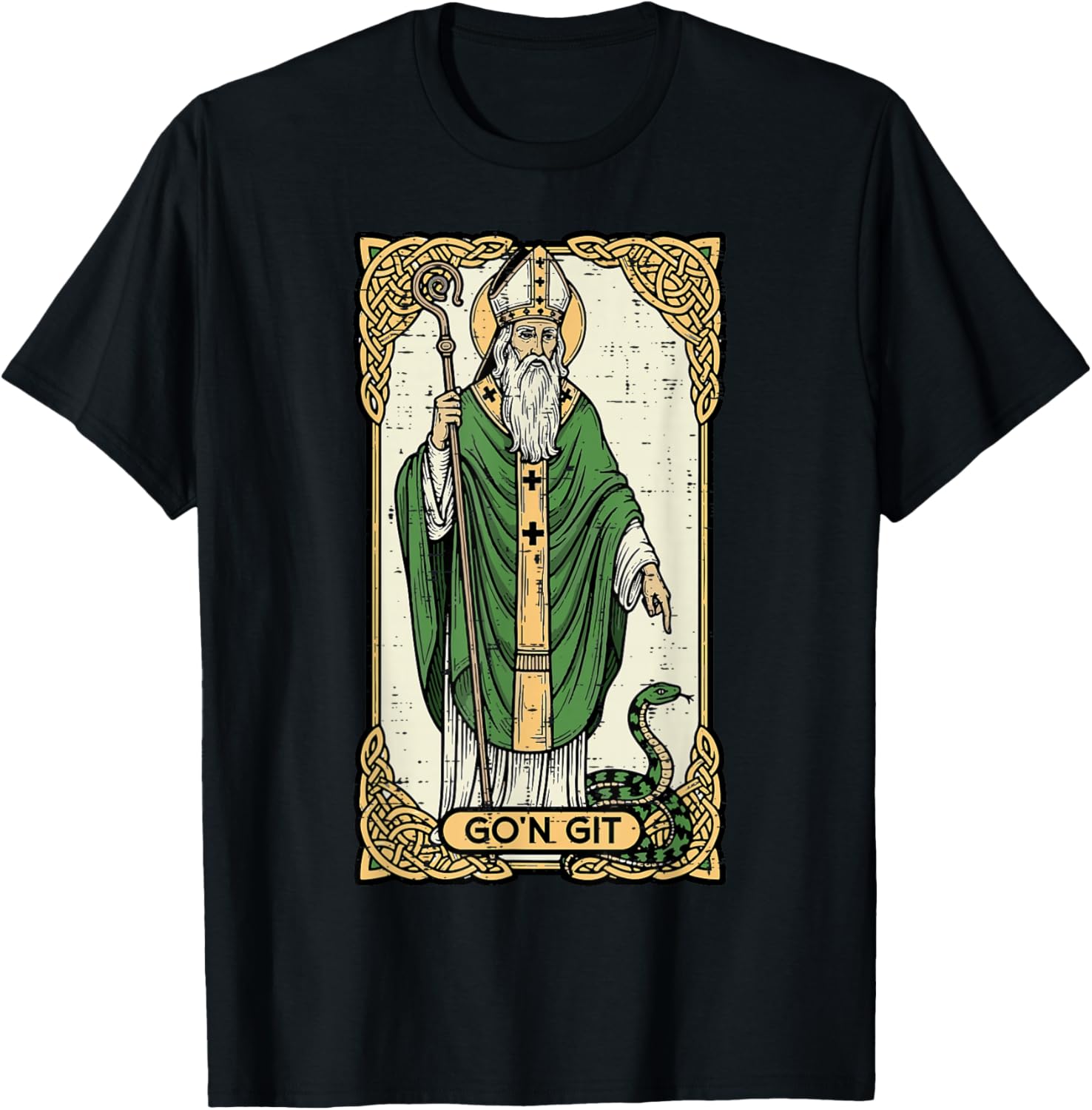 St Patrick Snake Gon Git Card Saint Pattys Men Women Kids T-Shirt - T-Shirt | Black