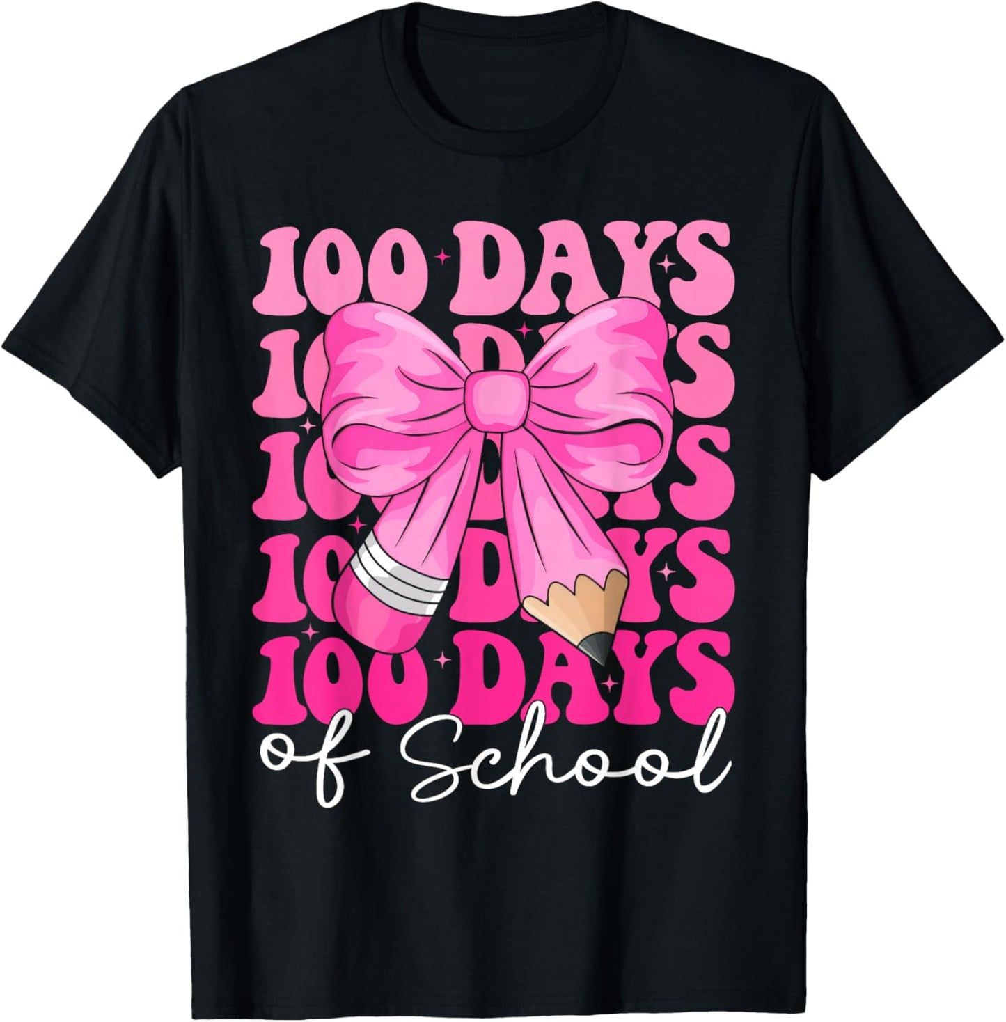 100 Days of School Teacher Girls Kids 100th Day of School T-Shirt - T-Shirt | Black
