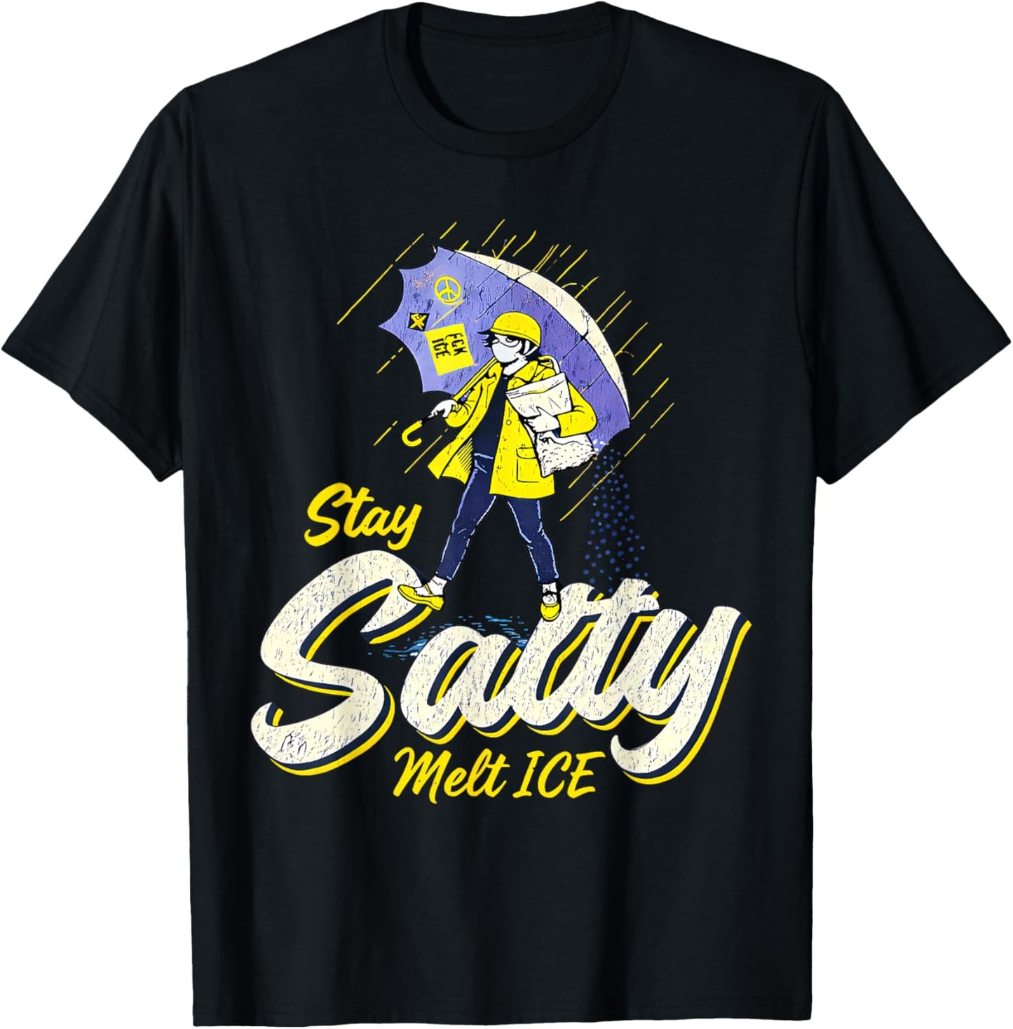 Stay Melt ICE Salty Political Retro T-Shirt - T-Shirt | Black