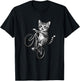 Kitten On A Bike Cat Illustration - Funny Cat Lover Art T-Shirt - T-Shirt | Black