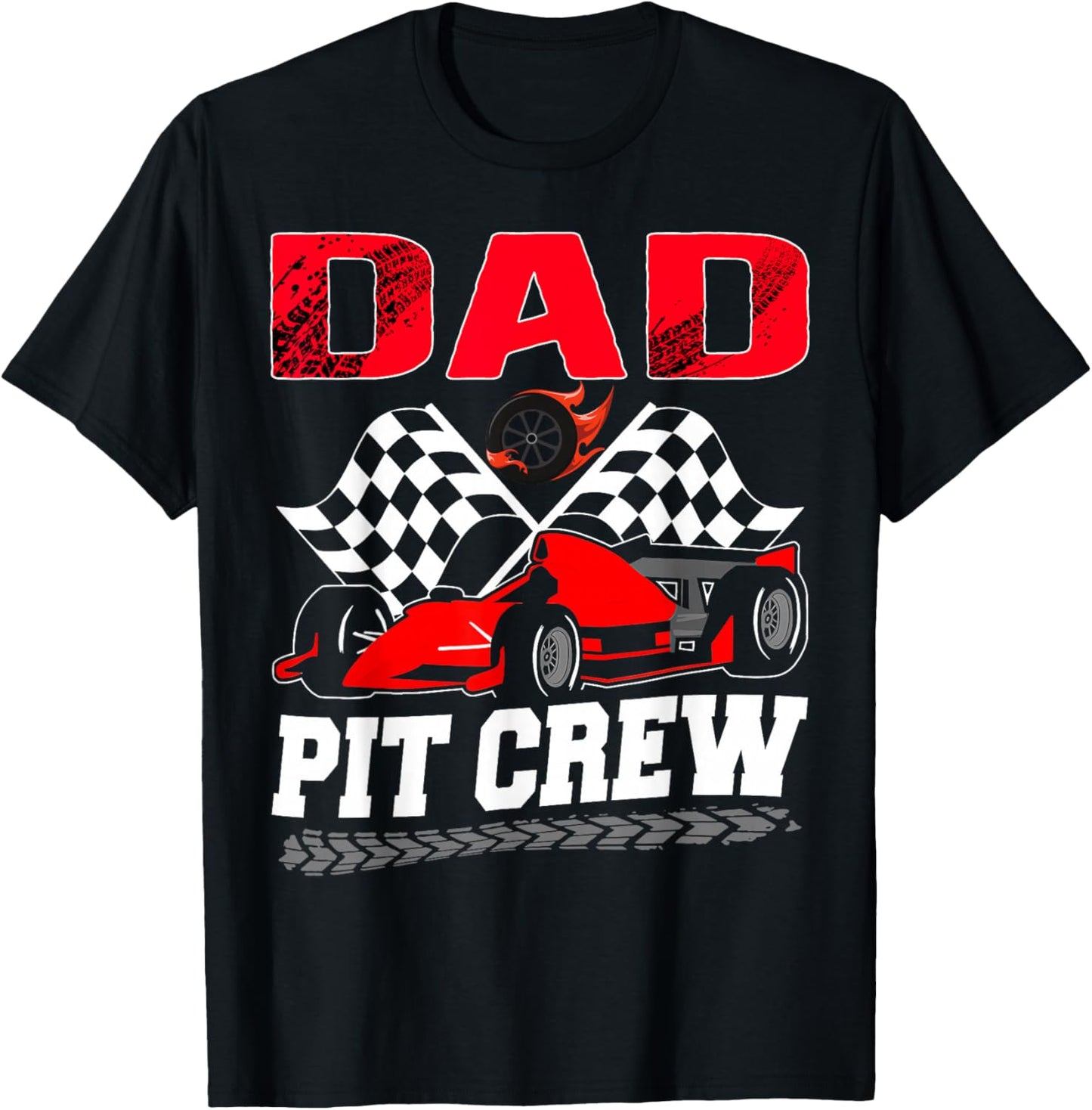 Dad Pit Crew Racing Family Race Car Birthday Boy T-Shirt - T-Shirt | Black
