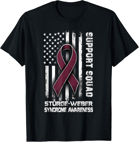 Retro Support Squad Sturge-Weber Syndrome Awareness T-Shirt - T-Shirt | Black