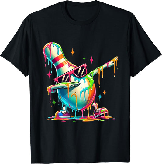 Funny Bowling Pin Dab Rainbow Cool Strike Player Gift T-Shirt - T-Shirt | Black