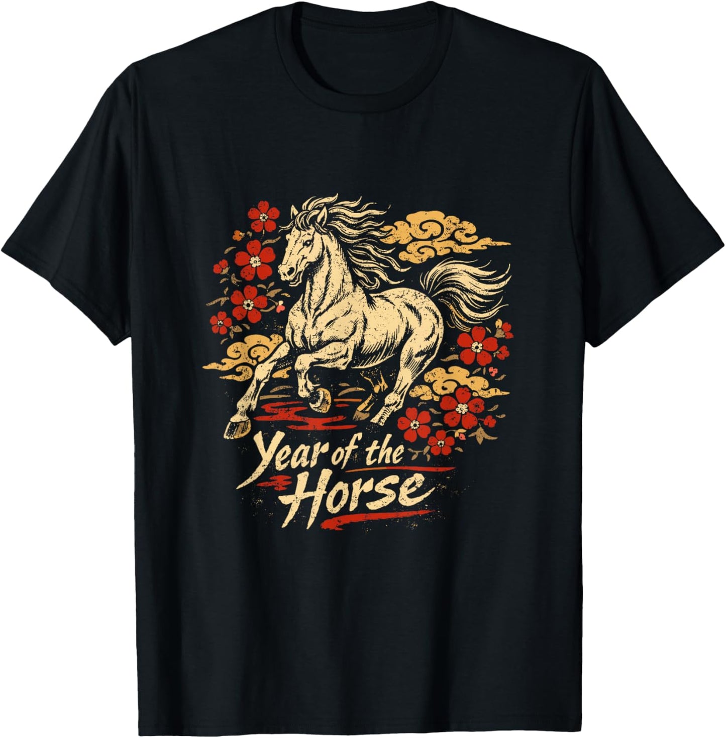 Lunar New Year Horse Zodiac Artwork T-Shirt - T-Shirt | Black