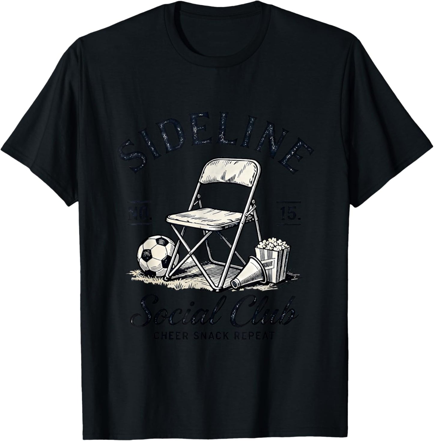 Sideline Social Club Cheer Snack Repeat Soccer Mom Dad T-Shirt - T-Shirt | Black