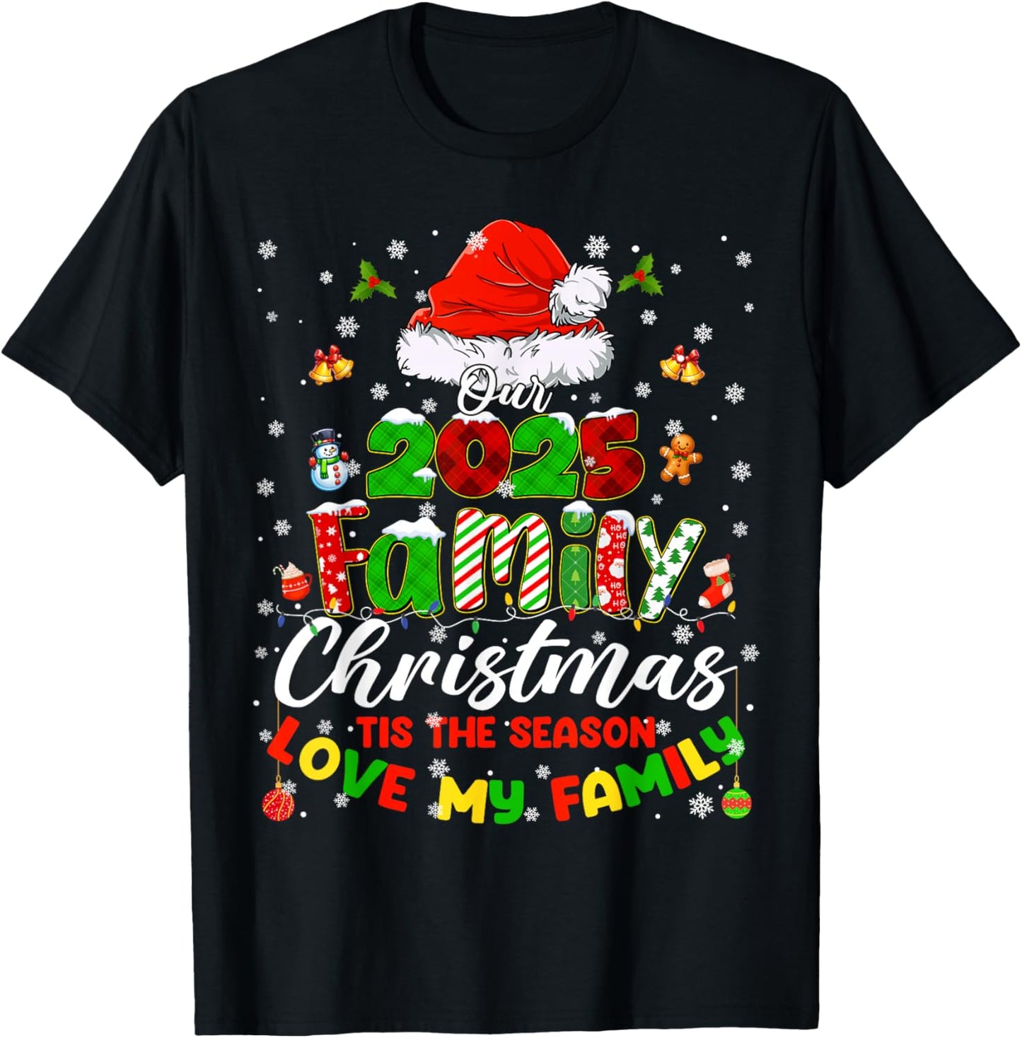 Funny Pajamas Outfit Family Matching Christmas 2025 Gifts PJ T-Shirt - T-Shirt | Black