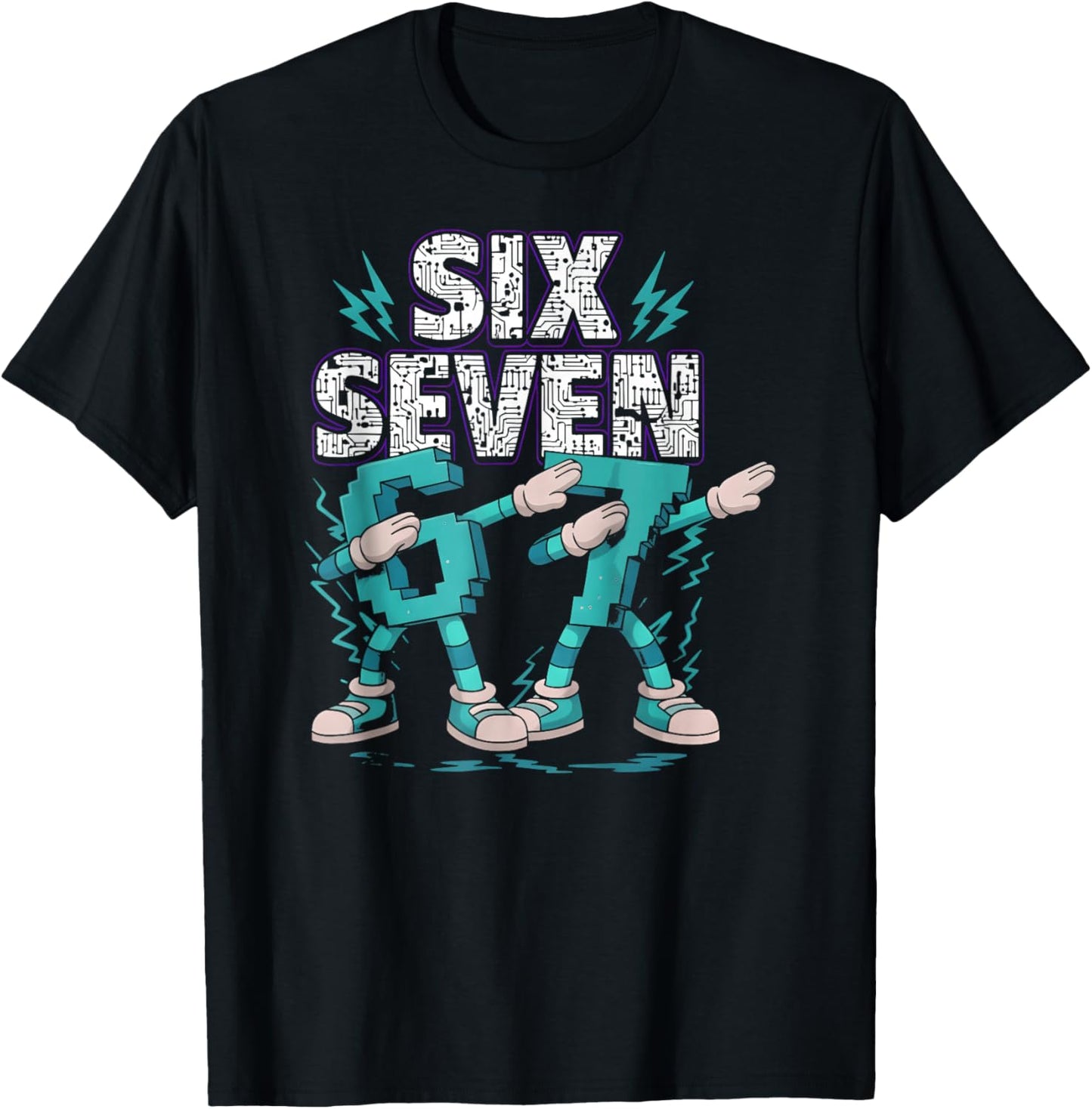 Meme 67 Dabbing Six Seven 6 7 Brainrot Fun Boys Kids T-Shirt - T-Shirt | Black