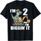 Im 2 and Diggin It Dino Excavator 2nd Birthday Trex Boys Kid T-Shirt - T-Shirt | Black