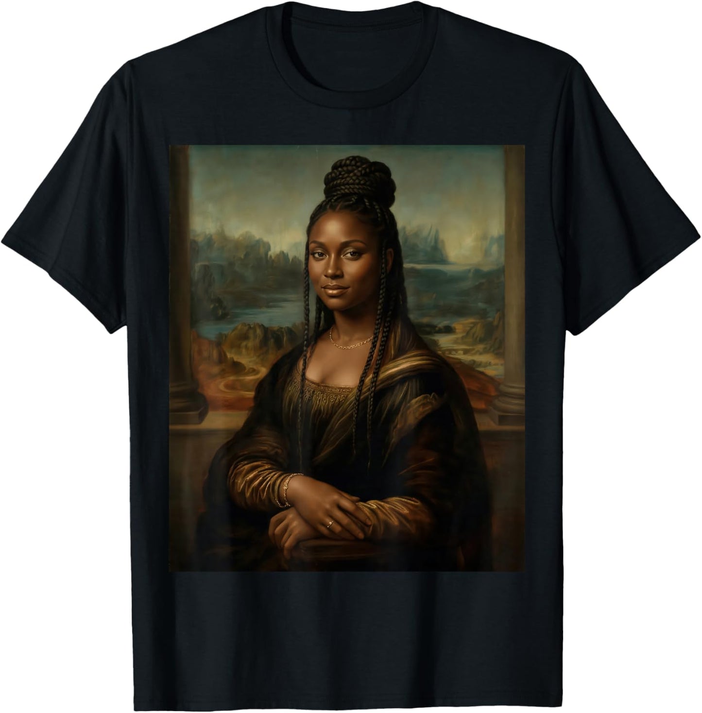 Black Mona Lisa Woman Juneteenth African Melanin Pride T-Shirt - T-Shirt | Black