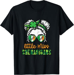 St Patricks Day Little Miss Shenanigans Saint Pattys Girls T-Shirt - T-Shirt | Black