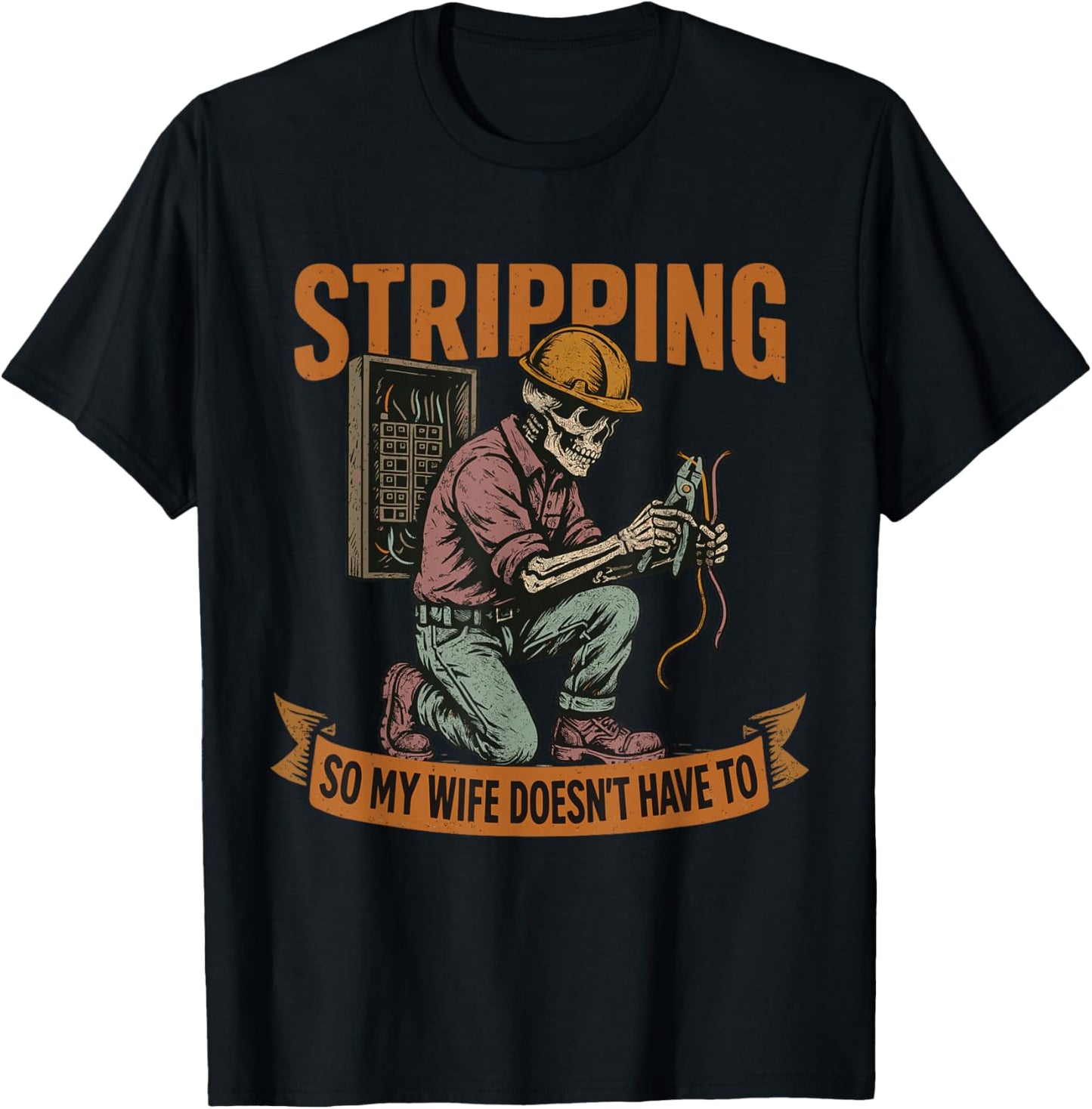 Funny Retired Electrician Linemen Clothing Husband Men T-Shirt - T-Shirt | Black