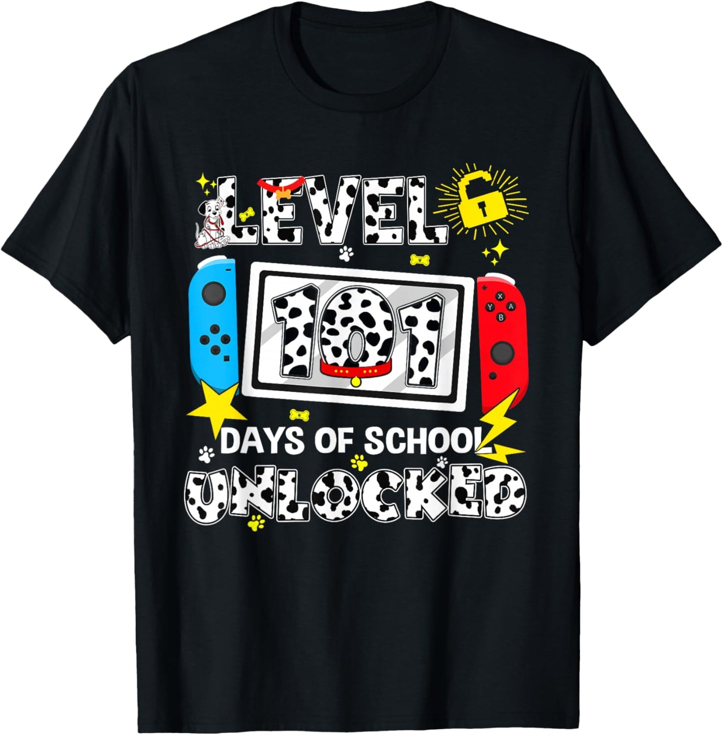 Level Unlocked Game Controller 101 Days School 100 Days T-Shirt - T-Shirt | Black