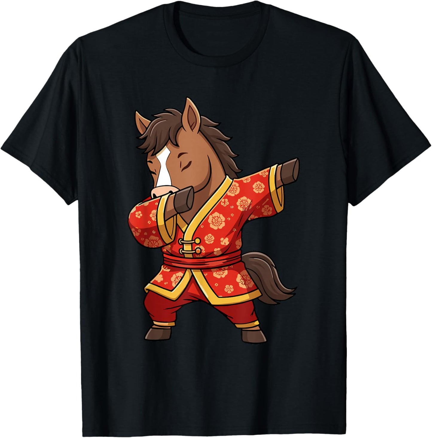 Lunar New Year of The Horse Dabbing Boys Chinese New Year T-Shirt - T-Shirt | Black