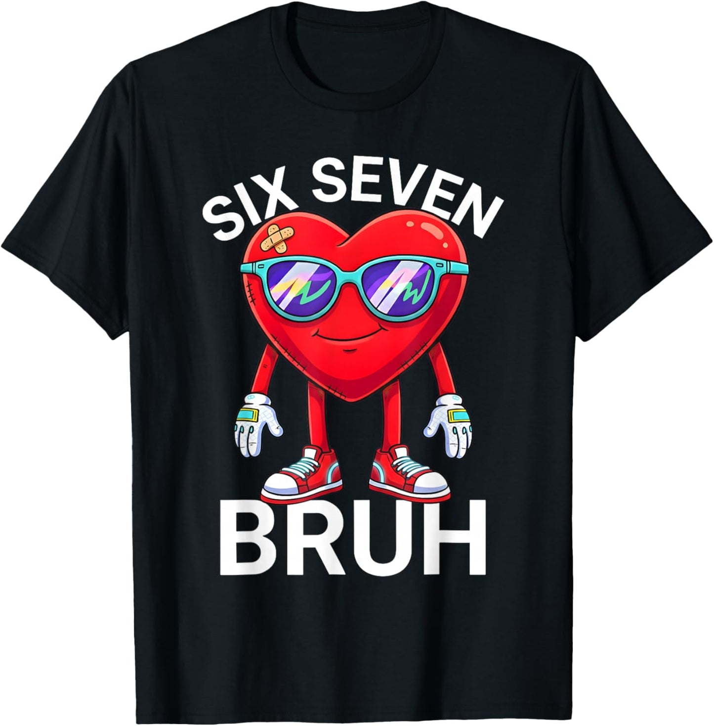67 Valentine Funny Six Seven Meme Brainrot Heart Kids Bruh T-Shirt - T-Shirt | Black