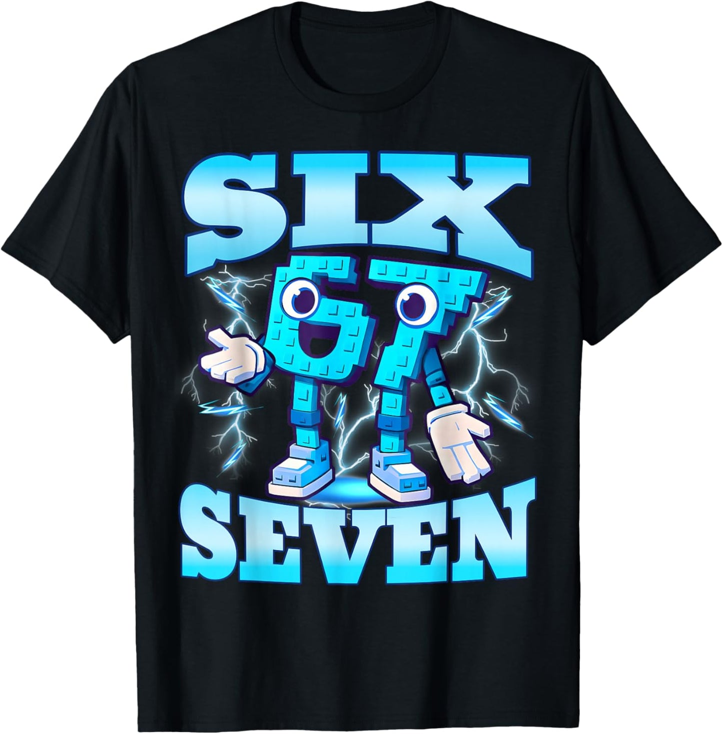 Six Seven 6 7 Italian Funny 67 Kids Boys Girls Gaming Meme T-Shirt - T-Shirt | Black