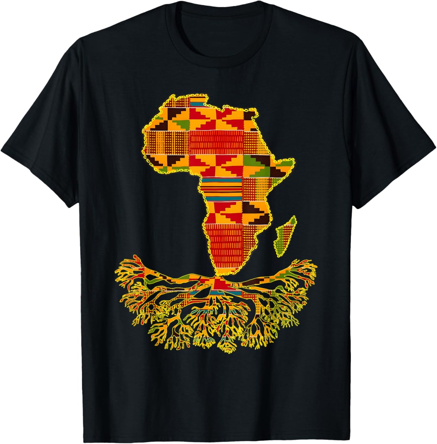 Africa Map Traditional Kente Cloth African Roots Cool T-Shirt - T-Shirt | Black