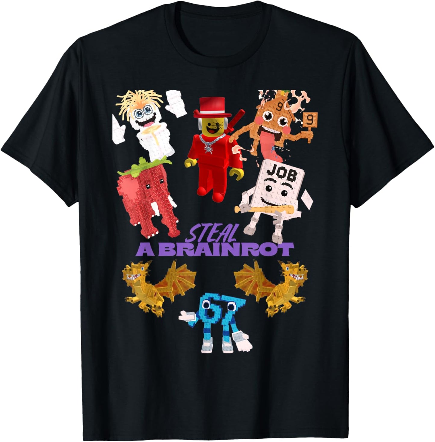 Steal a brainrot T-Shirt - T-Shirt | Black