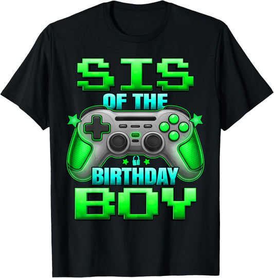 Sister of The Birthday Boy Matching Family Lil Sister T-Shirt - T-Shirt | Black