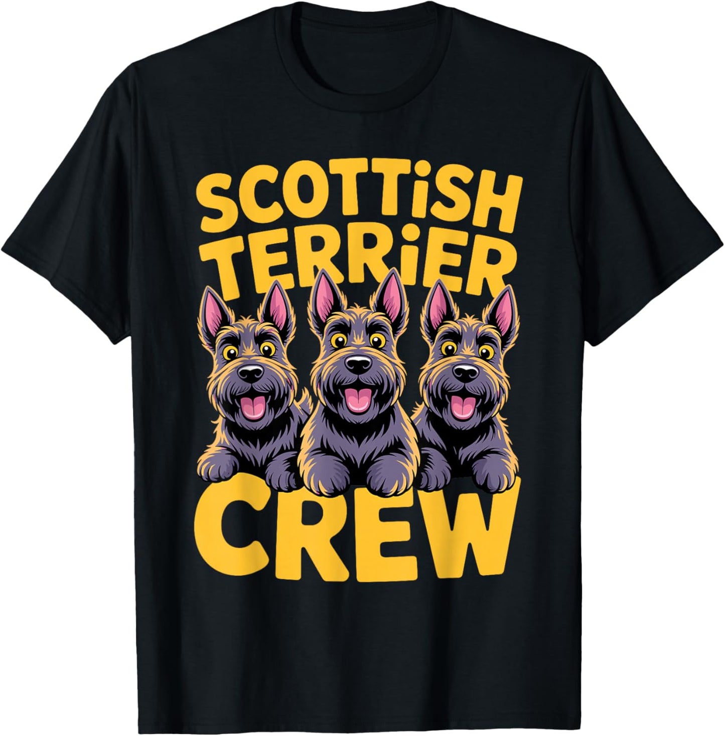 Scottish Terrier Crew Cartoon Aberdeen Pet Breed Scottie Dog T-Shirt - T-Shirt | Black