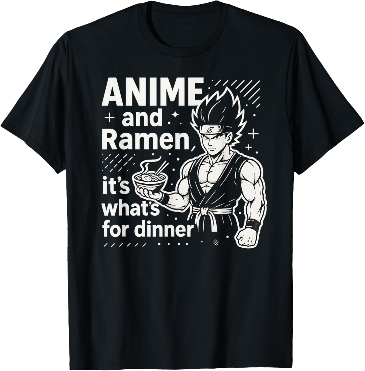 Thunder Tiger Anime Warrior Serving Ramen Fury T-Shirt - T-Shirt | Black