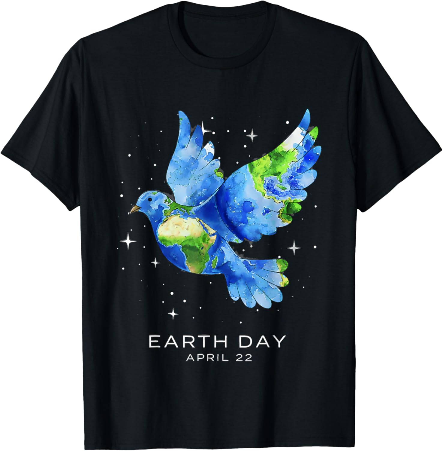 Earth Day 2026 Dove Art T-Shirt - T-Shirt | Black