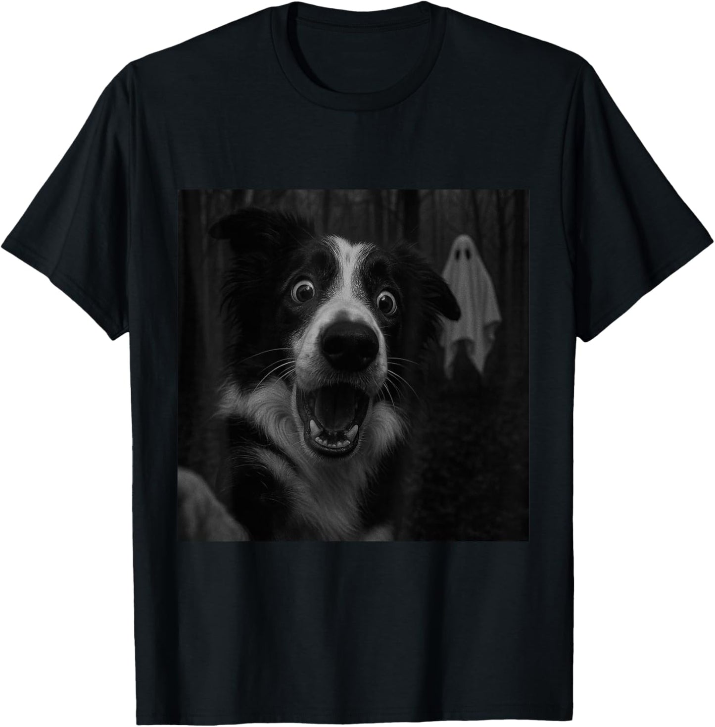 Border Collie Ghost Spooky Halloween T-Shirt - T-Shirt | Black