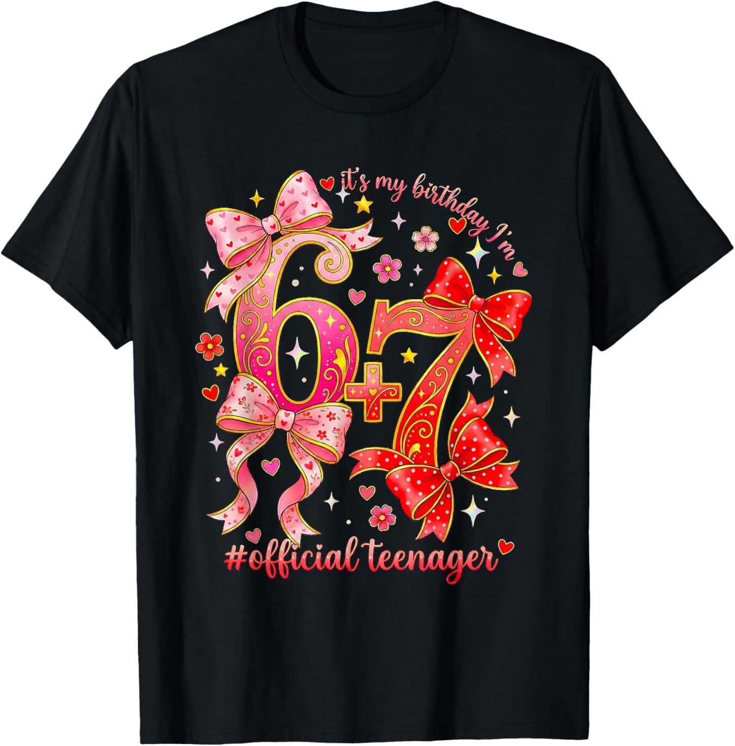 13th Birthday Coquette Bow Official Teenager 13 yr Old Girl T-Shirt - T-Shirt | Black
