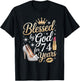 Blessed by God for 74 Years Happy 74th Birthday T-Shirt - T-Shirt | Black