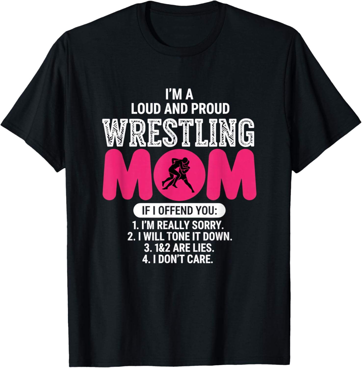 Loud and Proud Wrestling Mom, High School & Youth Wrestling T-Shirt - T-Shirt | Black
