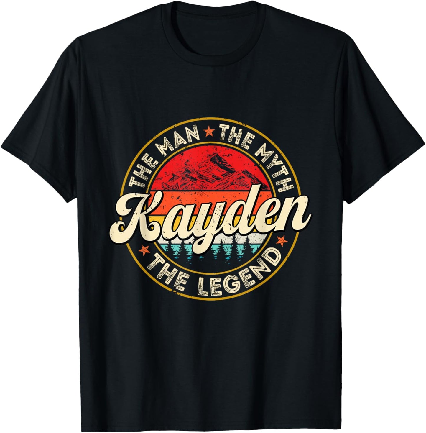 Kayden The Man The Myth The Legend Personalized Name T-Shirt - T-Shirt | Black